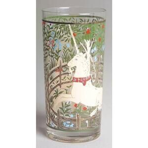 2 Vintage Cera MCM Glass Unicorn Glasses Tapestries collectible 22kt gold Set